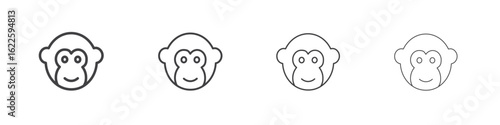 Monkey icon vector collection, illustration logo template in trendy thin line editable strokes style.