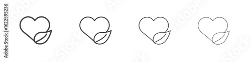 Leaf heart icon vector collection, illustration logo template in trendy thin line editable strokes style.