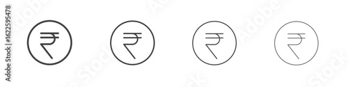Indian rupee icon vector collection, illustration logo template in trendy thin line editable strokes style.
