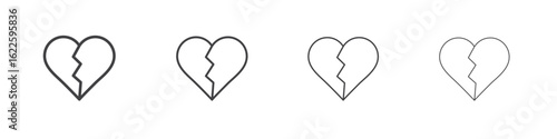 Heart Crack icon vector collection, illustration logo template in trendy thin line editable strokes style.