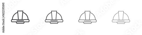 Hard hat icon vector collection, illustration logo template in trendy thin line editable strokes style.