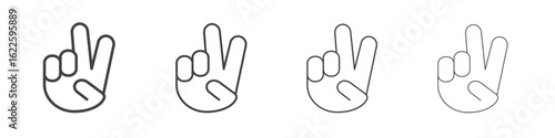 Hand peace icon vector collection, illustration logo template in trendy thin line editable strokes style.