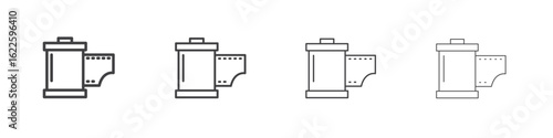 Film canister icon vector collection, illustration logo template in trendy thin line editable strokes style.