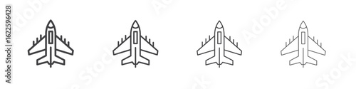 Fighter jet icon vector collection, illustration logo template in trendy thin line editable strokes style.