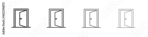 Door open icon vector collection, illustration logo template in trendy thin line editable strokes style.