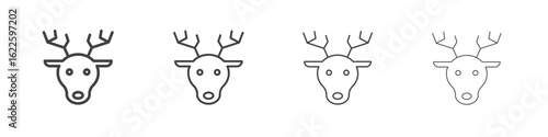 Deer rudolph icon vector collection, illustration logo template in trendy thin line editable strokes style.