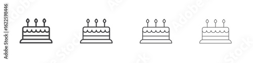 Cake icon vector collection, illustration logo template in trendy thin line editable strokes style.
