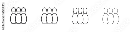 Bowling pins icon vector collection, illustration logo template in trendy thin line editable strokes style.