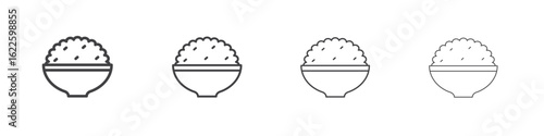 Bowl rice icon vector collection, illustration logo template in trendy thin line editable strokes style.