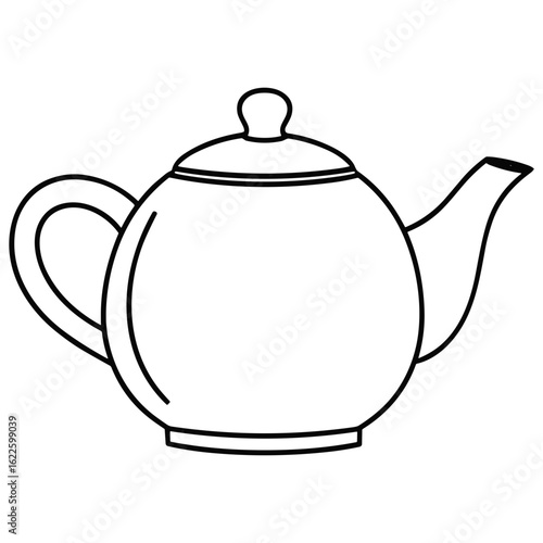 Minimalist Teapot A simple, elegant black and white illustration of a classic teapot, perfect for adding a touch of refinement to any design or project.