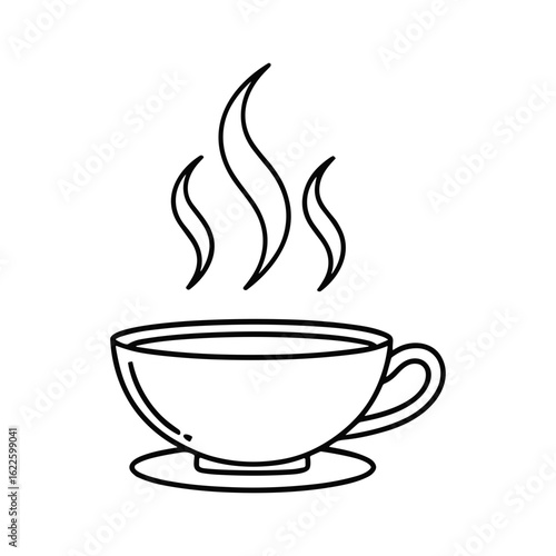 Warm Beverage A comforting line art illustration of a steaming cup, evoking warmth and relaxation, perfect for any cozy occasion.