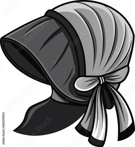 Vintage bonnet with ribbon tie and wide brim