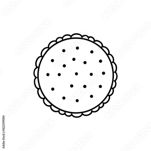 Cracker Perfection A simple, clean outline illustration of a round cracker. 