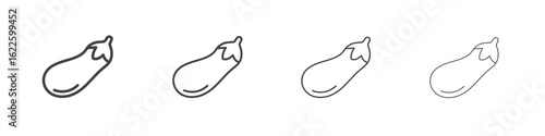 Aubergine icon vector collection, illustration logo template in trendy thin line editable strokes style.