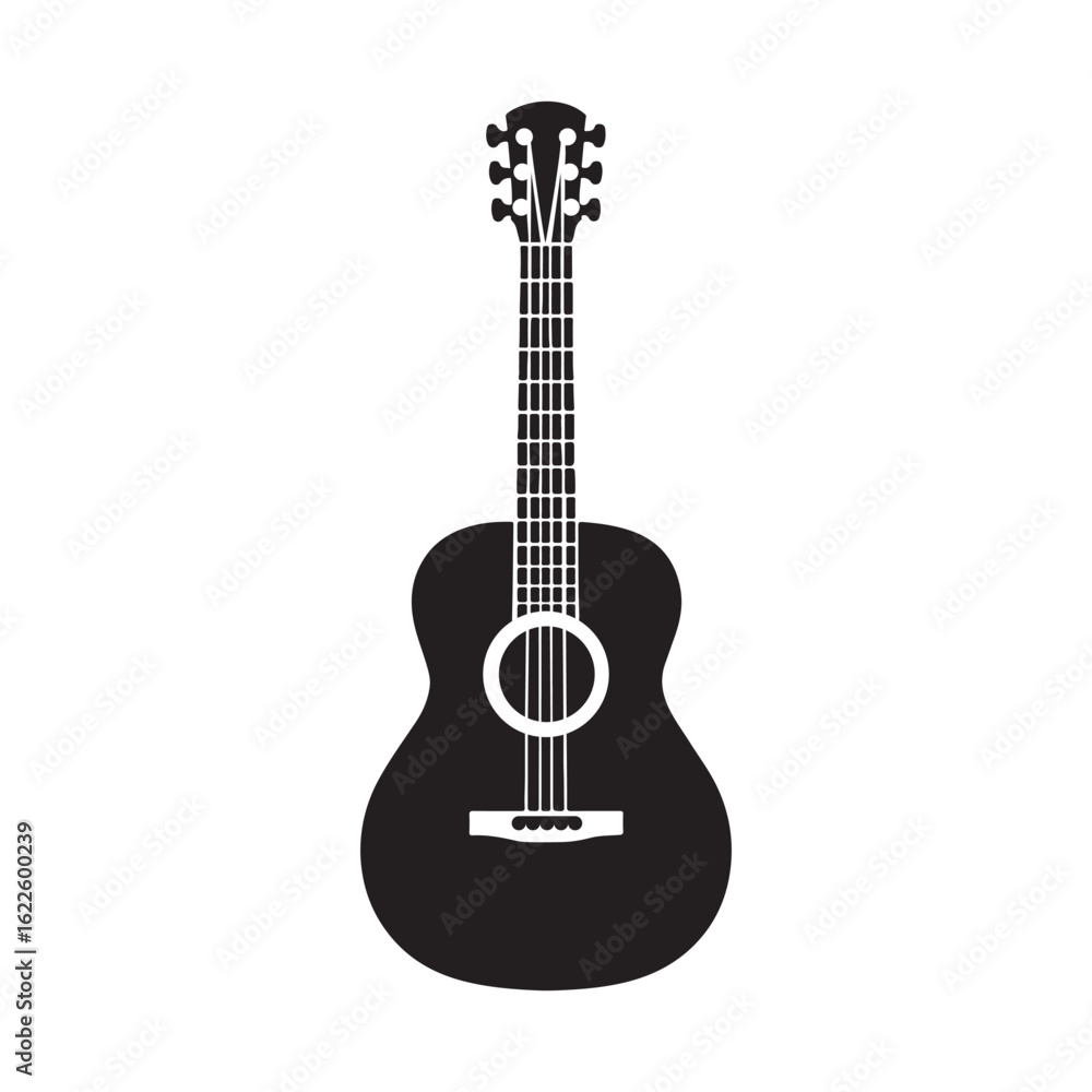 Obraz premium Guitar Icon – Acoustic Musical Instrument Silhouette Vector Illustration