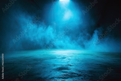 Wallpaper Mural Dark interior, vibrant blue light, fog Torontodigital.ca