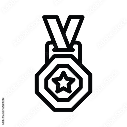 Achievement Badge  Vector outline icon. Eps 10 file