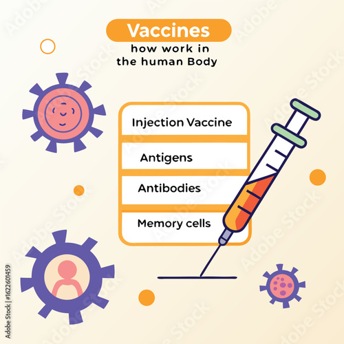 Infographic on how vaccines work in the human body generated by ai