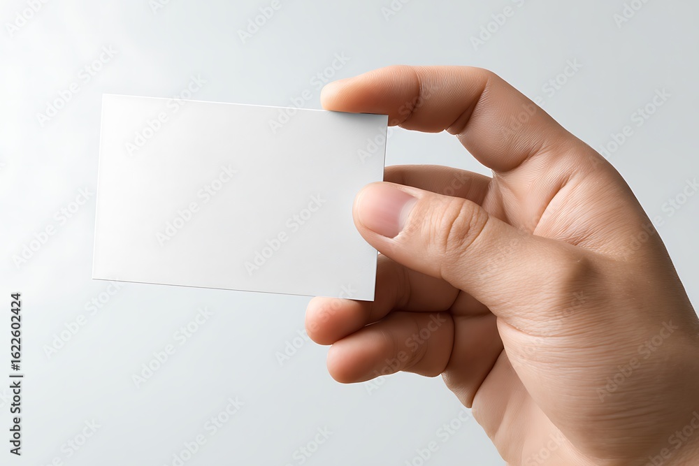 Obraz premium Hand holding a blank white business card mock up for design promotion