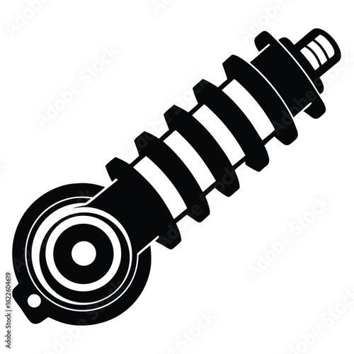 Black and White Illustration of a Vehicle Shock Absorber or Suspension Component