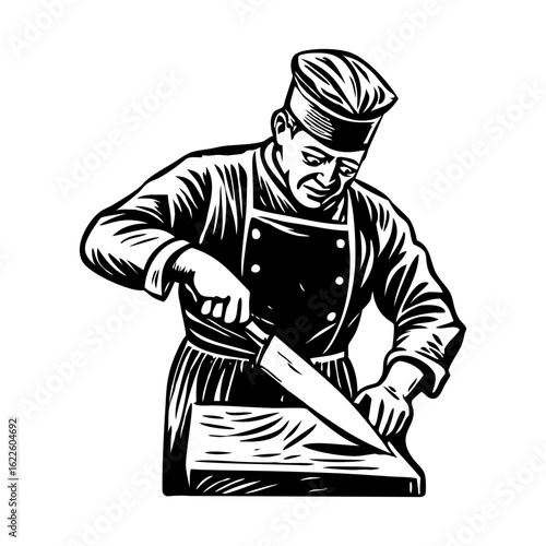 A vintage style illustration showing sharpening knife