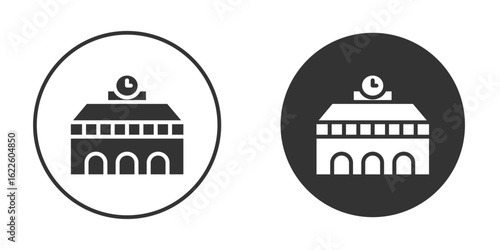 Train station building icon in glyph style for web Design. UI UX icons