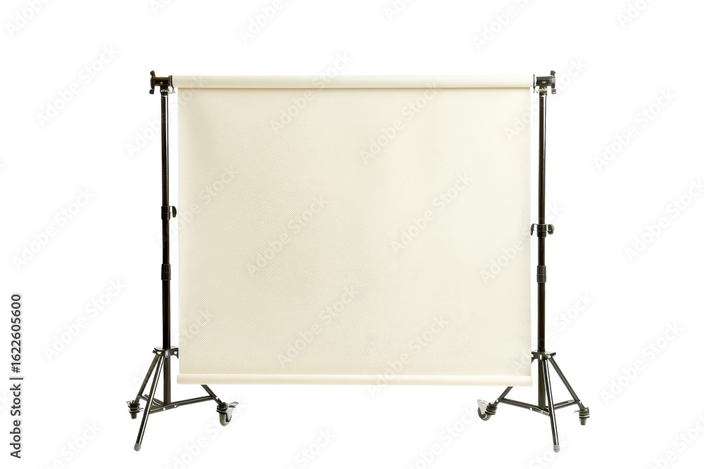 Fototapeta premium Blank backdrop setup for studio photography with adjustable stands and smooth surface ready for use