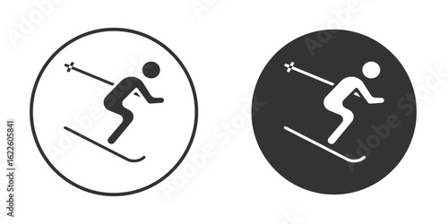 Skiing icon in glyph style for web Design. UI UX icons