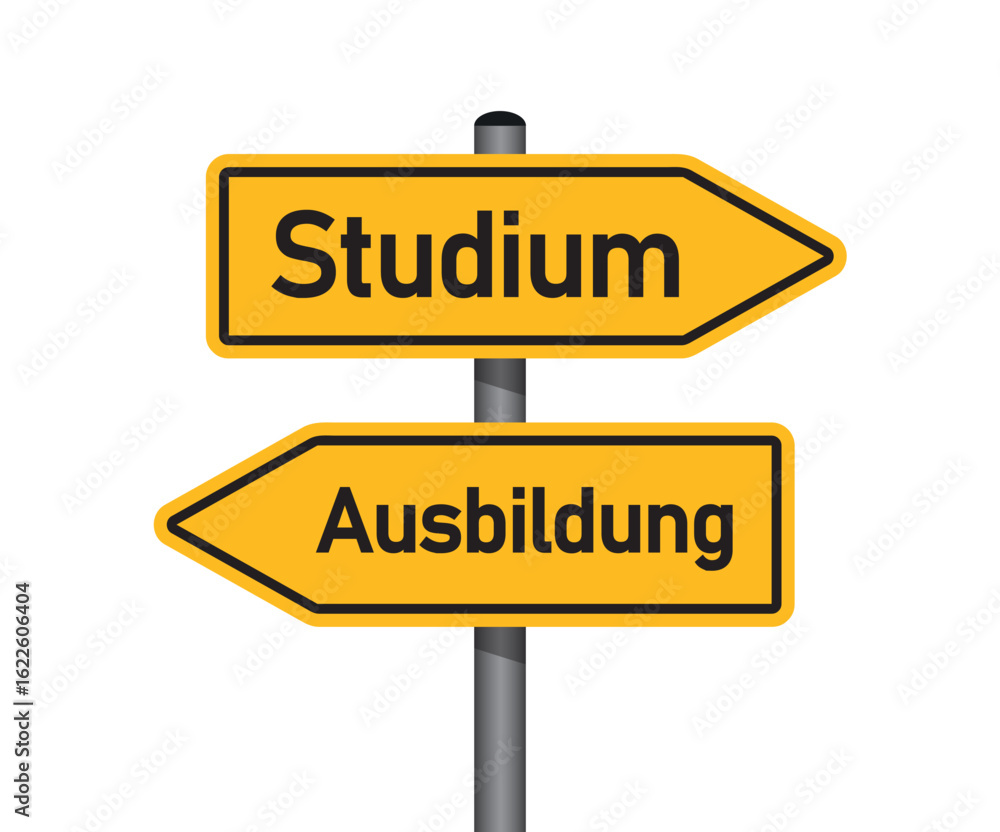 yellow traffic sign with german words studies and training isolated vector illustration yellow traffic sign with german words studies and training isolated vector illustration