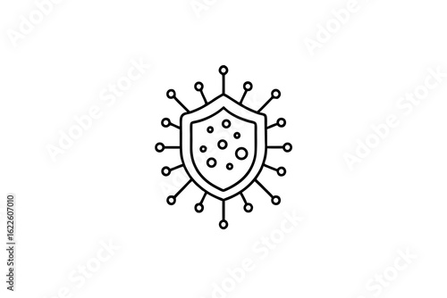 virus cell icon with spikes infection symbol