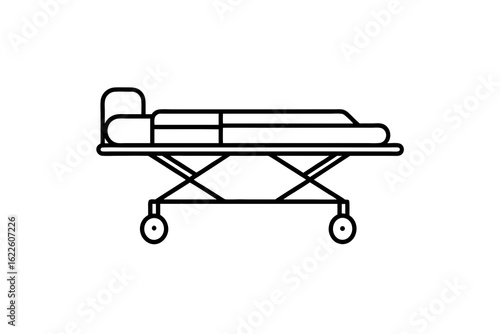 tiny hospital stretcher bed outline icon