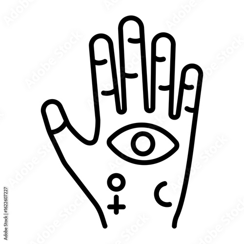 An outline style icon depicting mystic hand