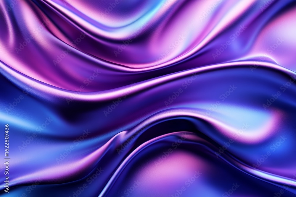 Obraz premium Stunning Abstract Texture Featuring Gradient Purple and Blue Iridescent Waves with Light Reflection