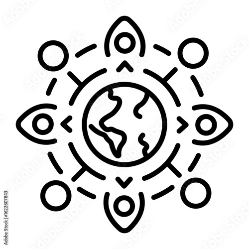 A linear style icon representing sigil symbol