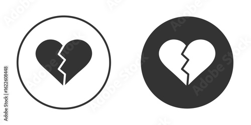 Heart Crack icon in glyph style for web Design. UI UX icons