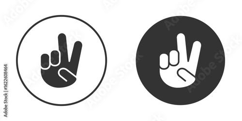Hand peace icon in glyph style for web Design. UI UX icons