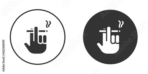 Hand holding cigarette icon in glyph style for web Design. UI UX icons