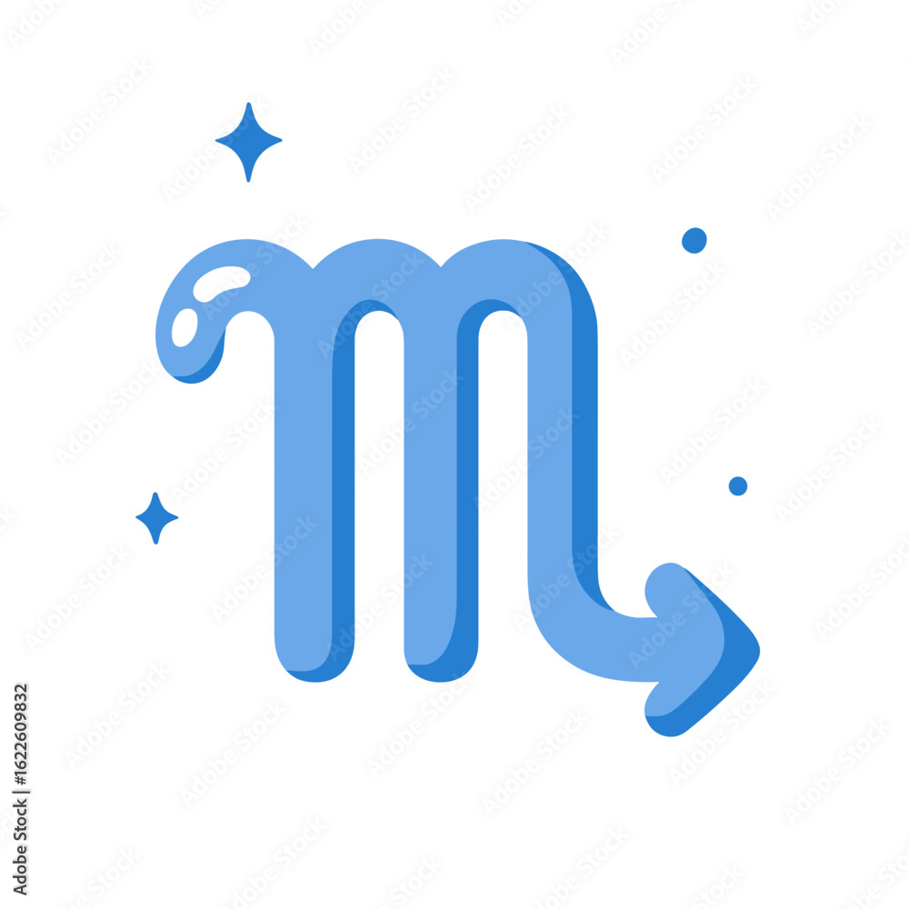Fototapeta premium Blue Scorpio zodiac sign icon with stars and modern design 