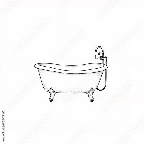 Vintage clawfoot bathtub with faucet