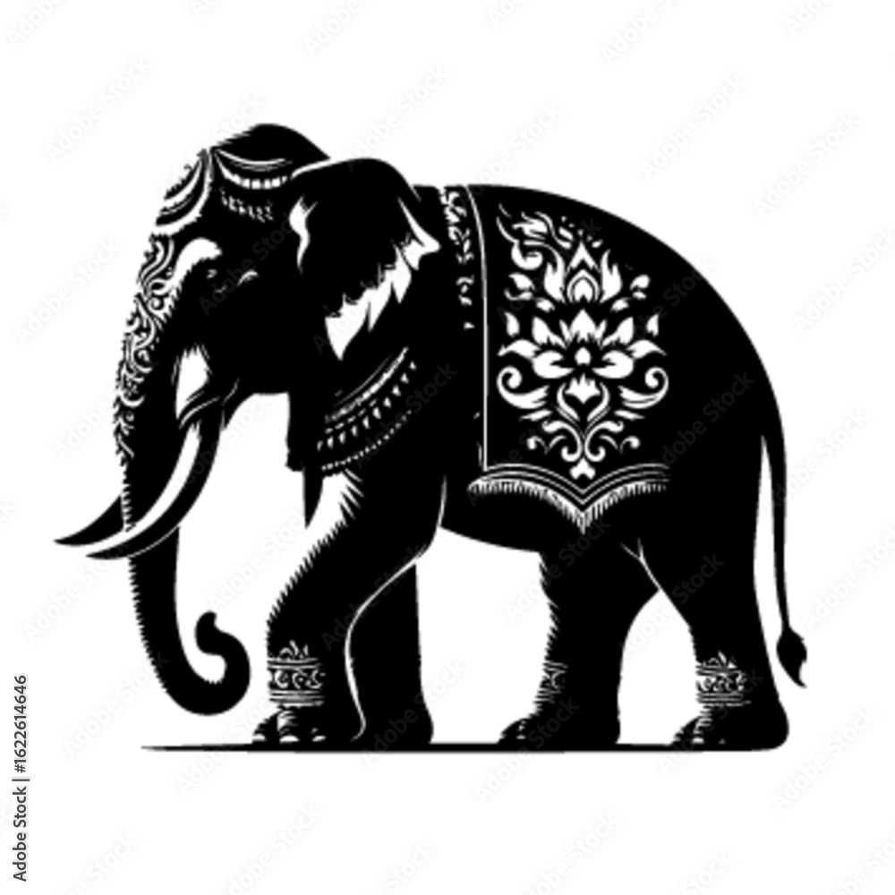 Obraz premium Majestic Elephant Vector Illustration – Wildlife Animal Art Design
