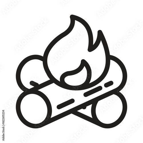 Campfire Vector outline icon. Eps 10 file