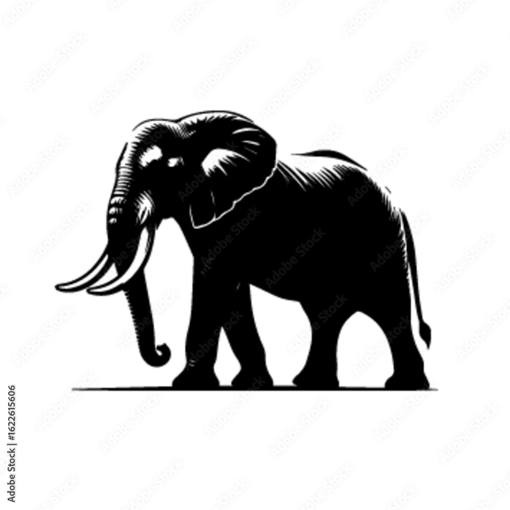 Fototapeta premium Elephant Silhouette Vector – Wildlife Animal Graphic for Design Projects