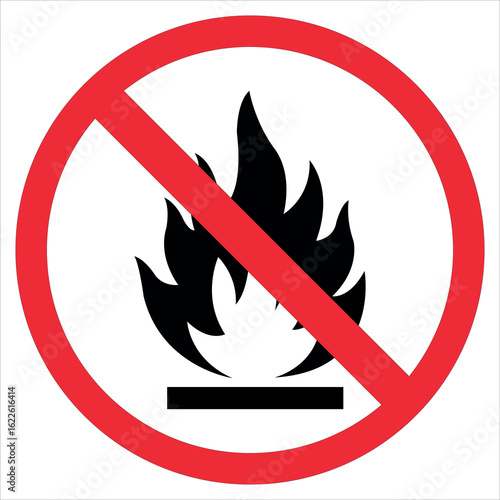 No Fire Forbidden Sign Isloated On White Background