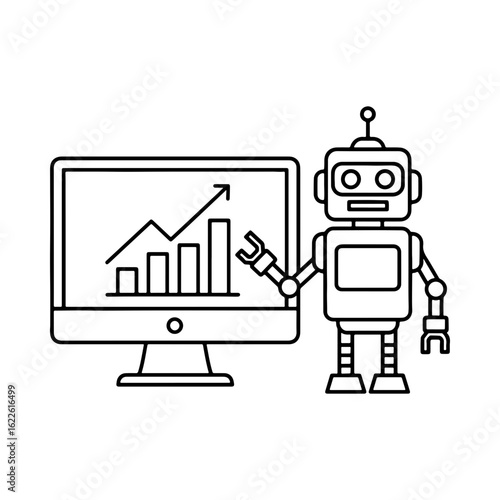 Trading assistant bot icon showing growth chart symbolizing financial analysis and progress