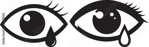Pair of crying eyes silhouette