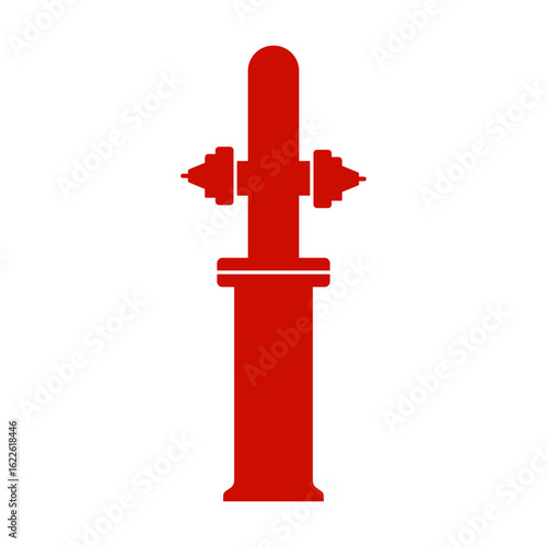 Red color fire hydrant silhouette stencil template. Modern vector image for cutting programs education city landscape.