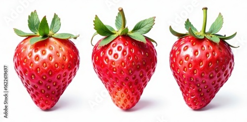 Delicate watercolor strawberry set, various stages of ripeness , fruit, pink