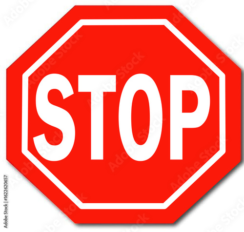 stop road sign on white background