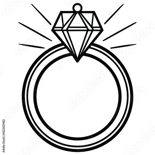 Ring Diamond Vector Icon - Engagement and Jewelry Symbol EPS 10