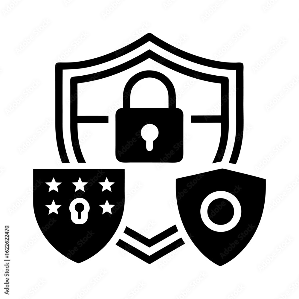 Obraz premium Secure Login and Password Icons – Flat Vector Set on White.